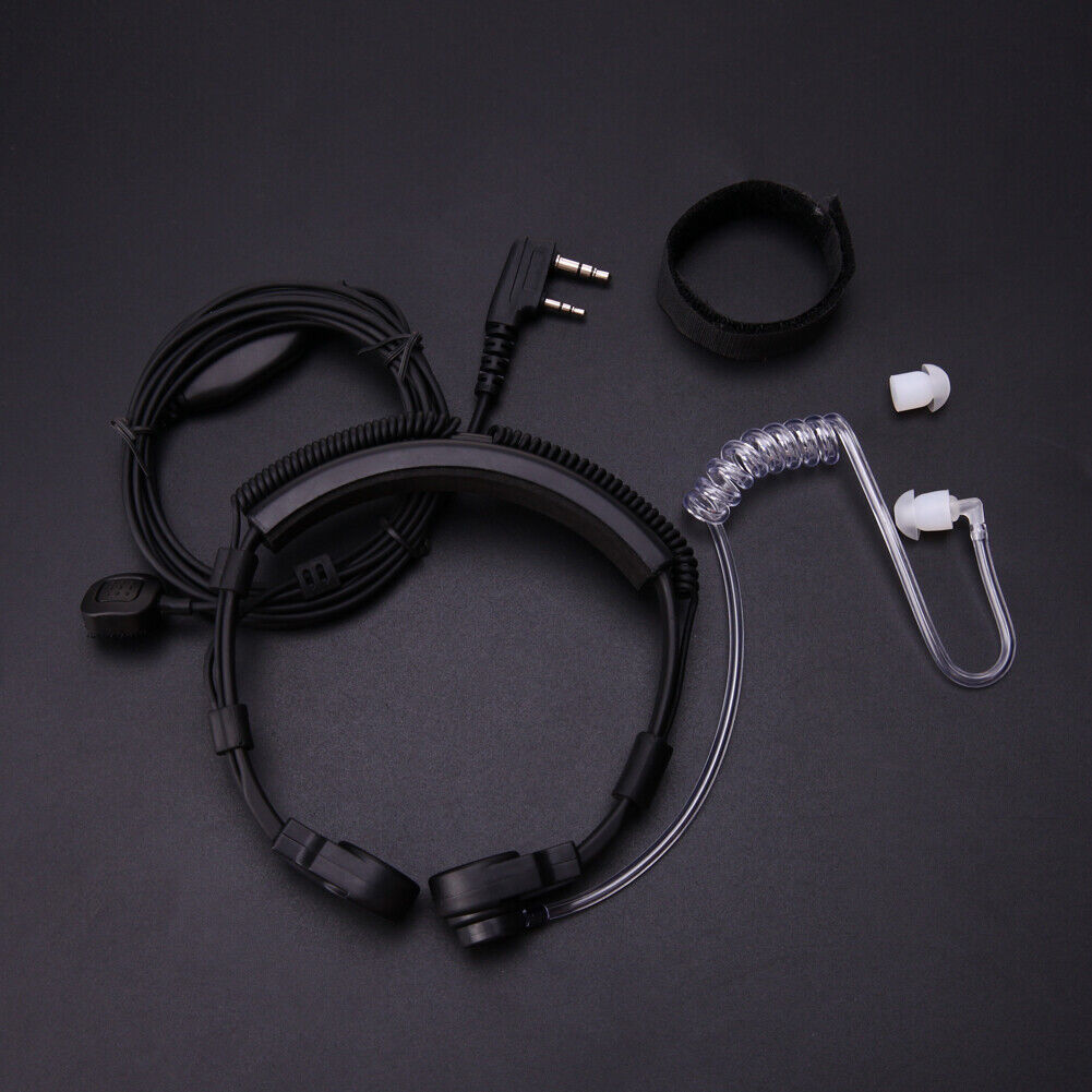 2 Pin Covert Acoustic Tube Earpiece Headset PTT Throat MIC for Baofeng UV5R
