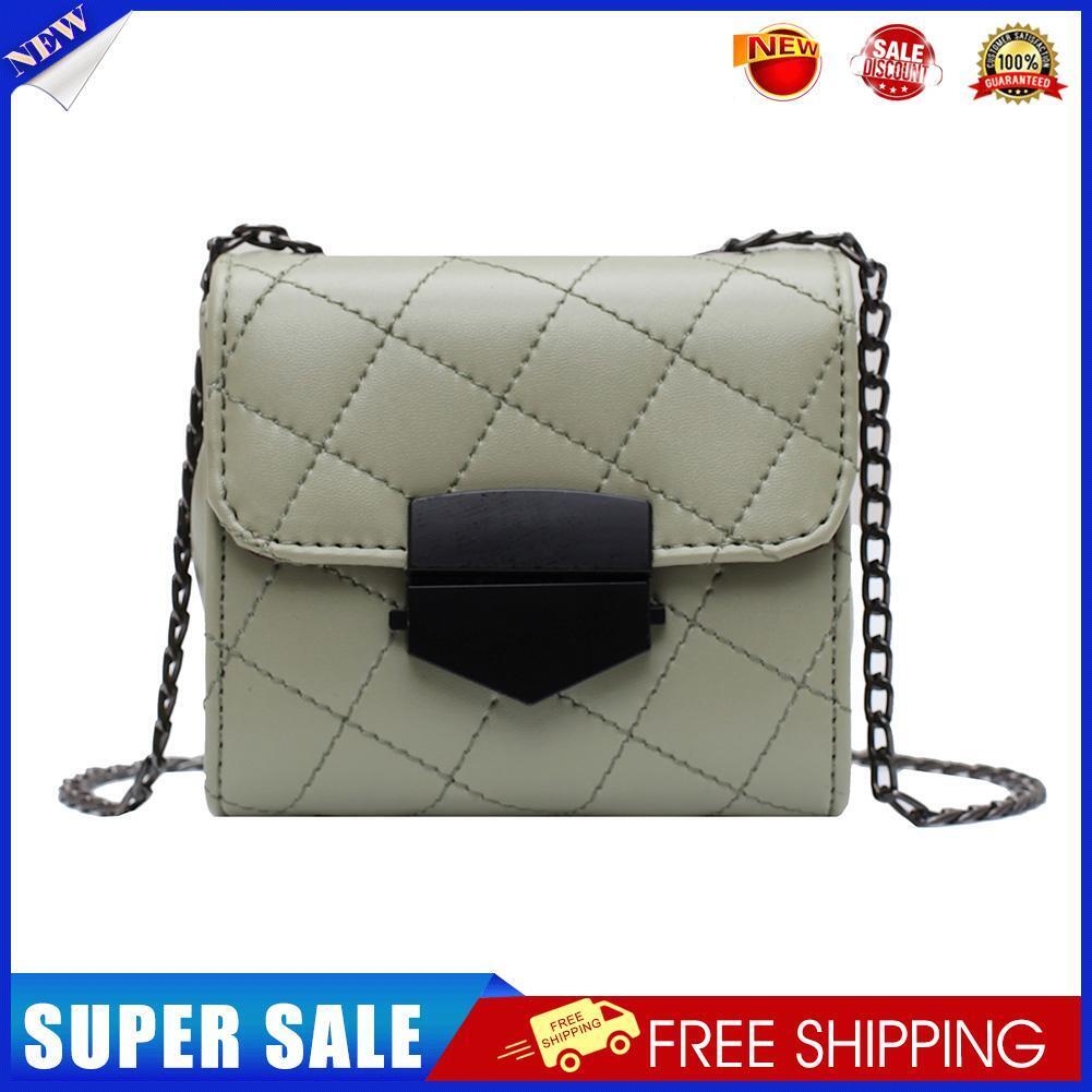 Women PU Leather Messenger Bag Chain Small Shoulder Satchel Bags (Green)
