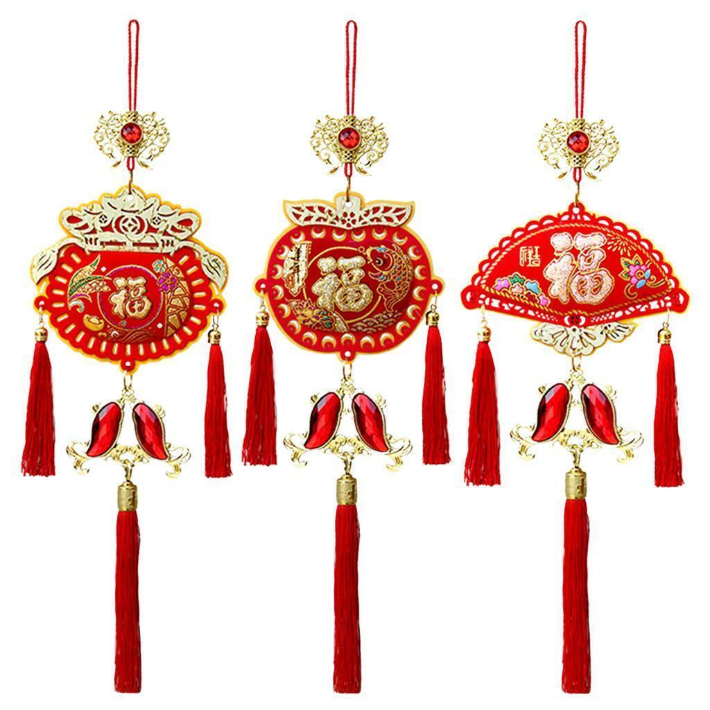 3x Spring Festival Pendants Lucky Bags Removable Party Supplies  Office