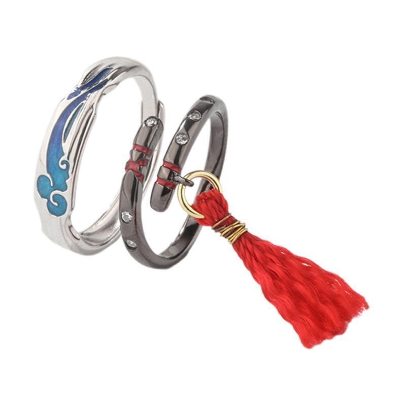 Matching Open Band Ring Adjustable Lovers Ring Set for Girlfriend Boyfriend