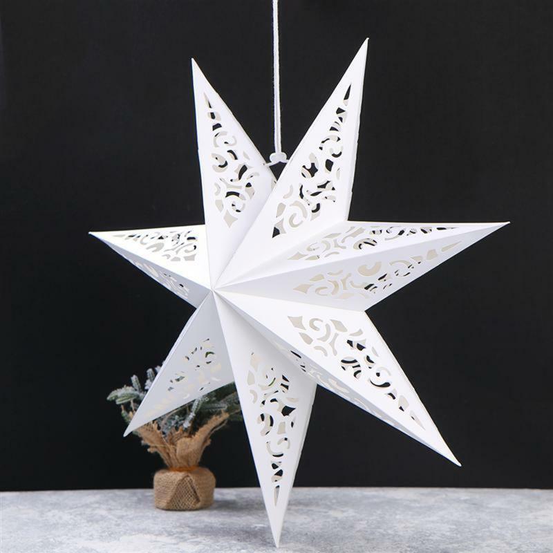 Hollow Out Eight Angle Paper Led Lantern Star Night Light Hanging Lamp Ornament