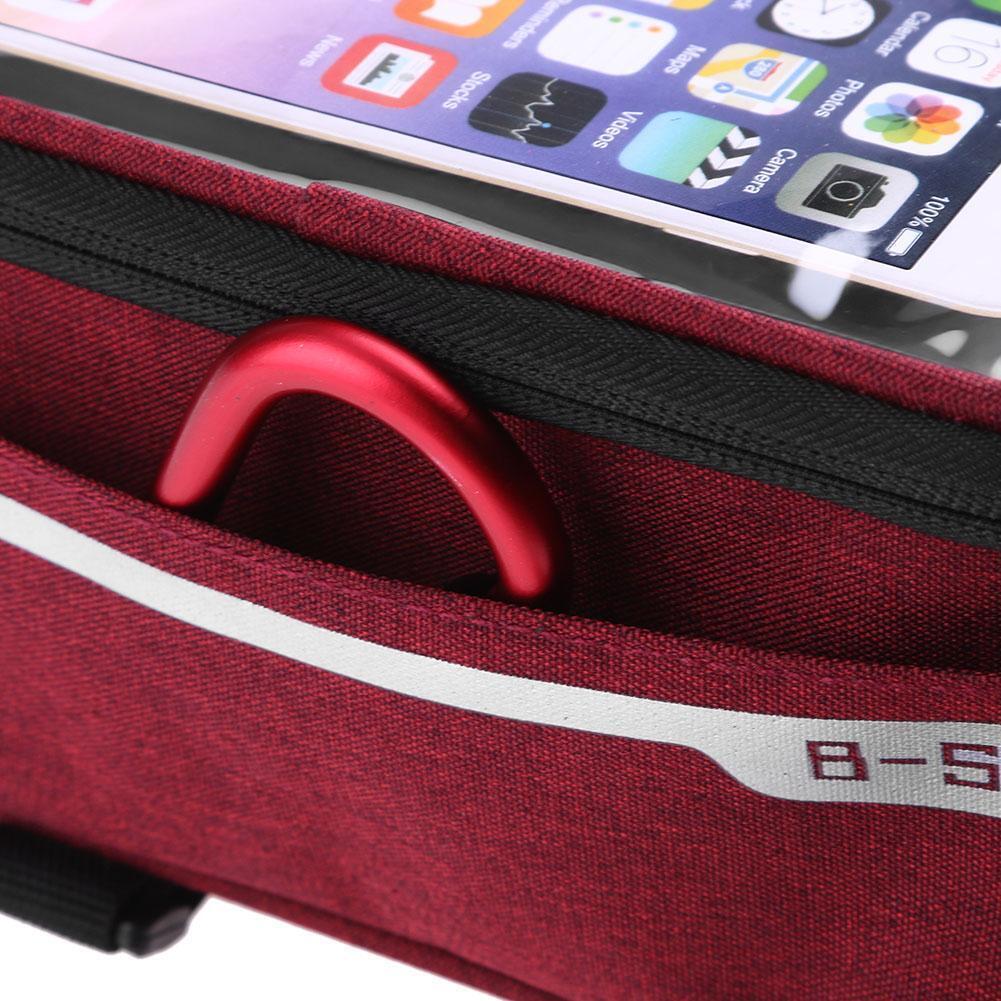 Waterproof Bicycle Front Tube Bag 6in Phone Touch Screen Saddle Bag (Red)