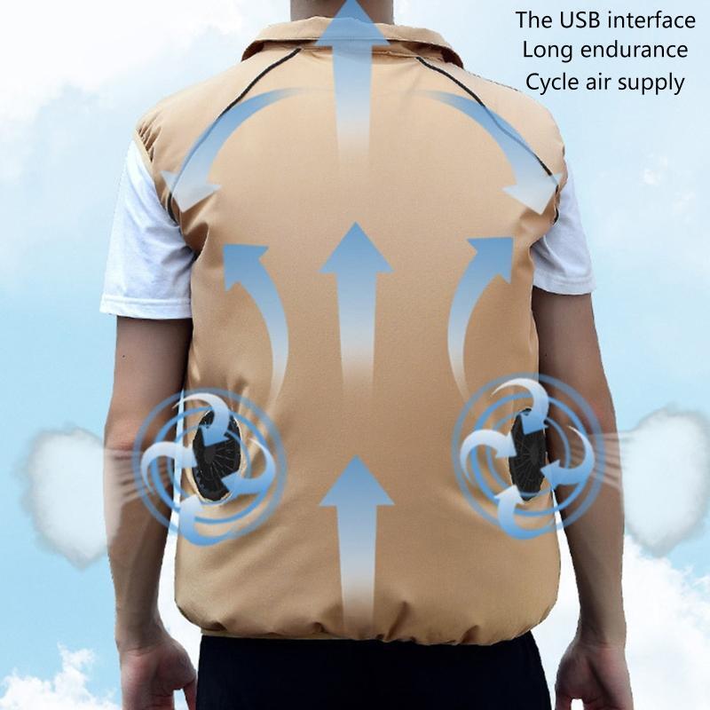 Men Outdoor Summer Coat USB Electric Fan Cooling Jacket Men Air Conditioning Fan