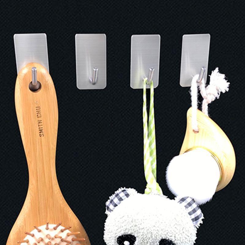 8Pcs Self Adhesive Hooks Stainless Steel Heavy Duty Stick On Wall Towel Hanger
