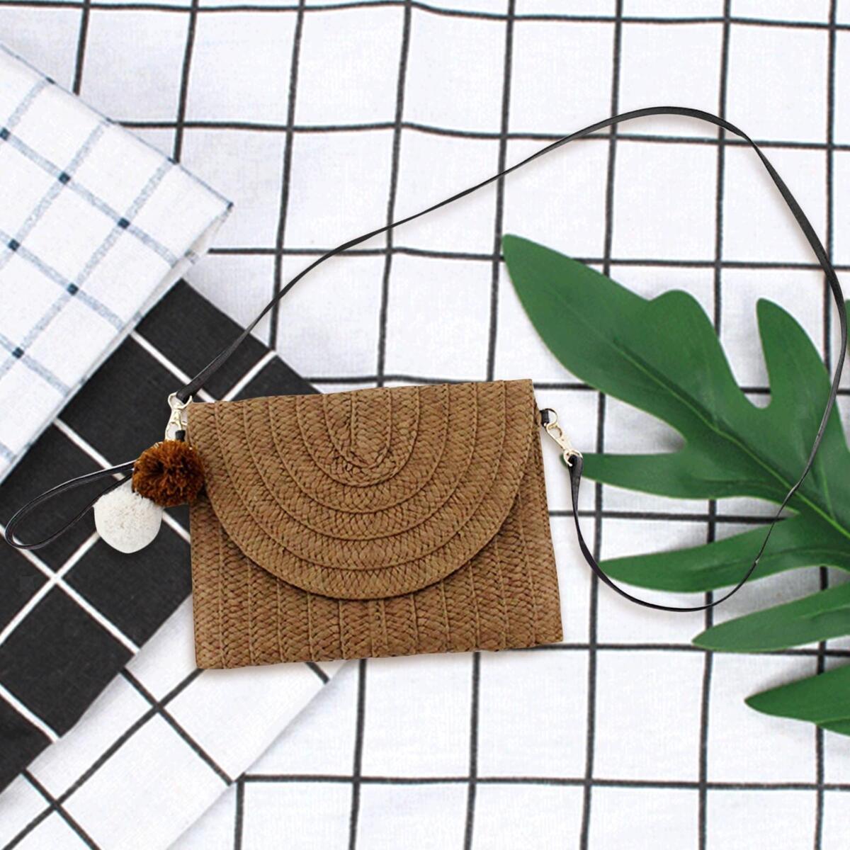Women Straw Bag Crossbody Strap Shoulder Bags Beach Summer Ladies Casual Bags