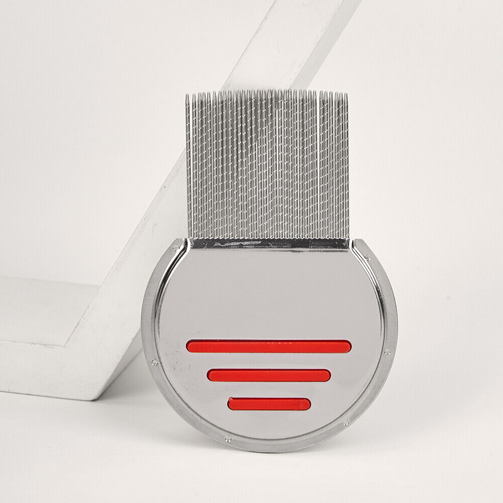 Stainless Steel Density Teeth Hair Lice Comb Dust Free Brush (Red)