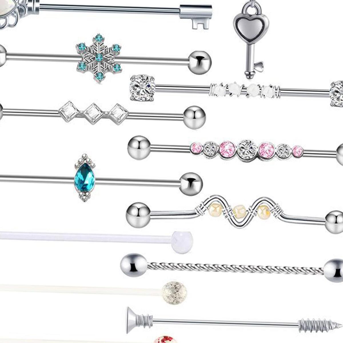 13Pcs Industrial Barbell Earrings Piercing Jewelry Industrial Piercing Bar