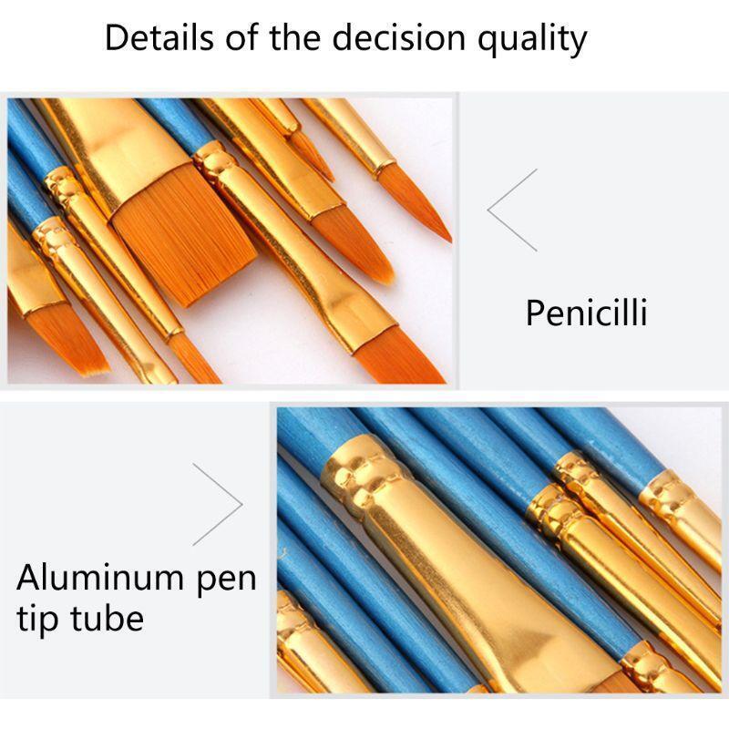 10 pc Professional Artist Paint Brush Nylon for Kids Beginners Amateurs Painter