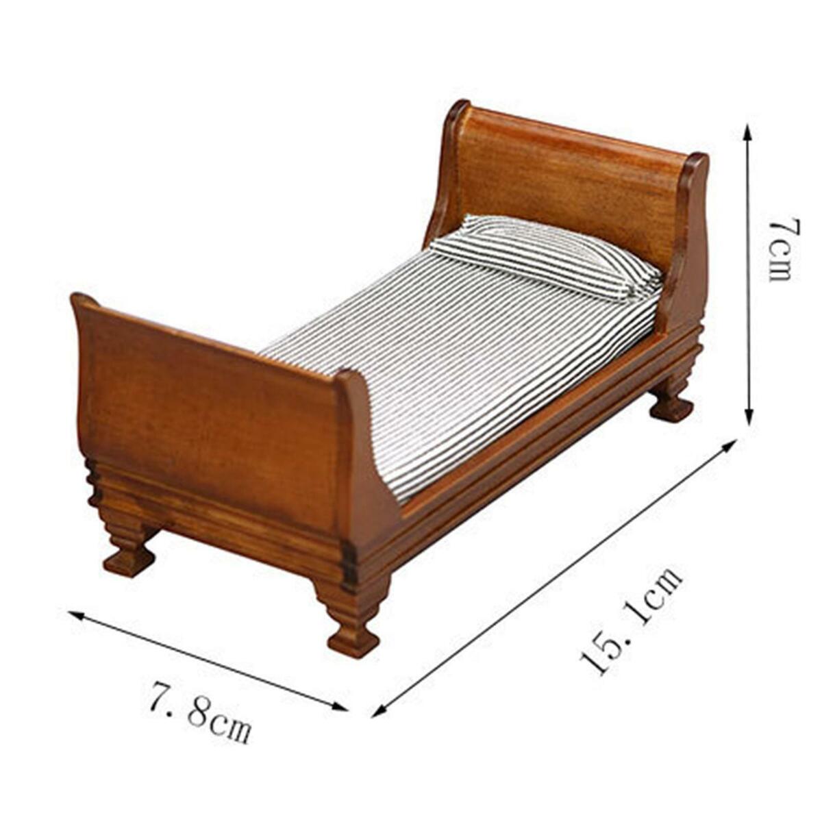 2pcs  House Wooden Bed w/ Rocking  Scenery Furniture Decor