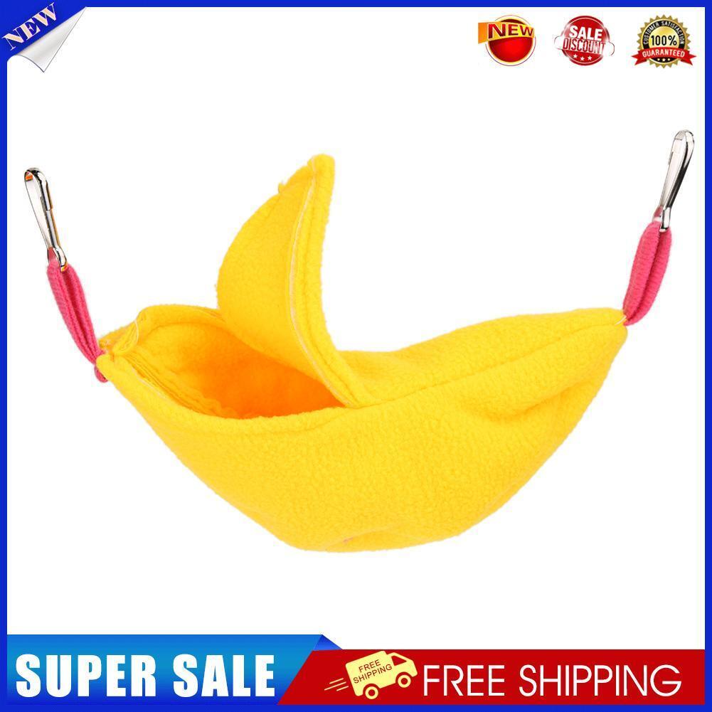 Warm Banana Hamster Hammock Hang Cage Pet Birds Sleeping Nest House (Yellow