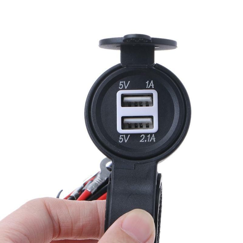 12V-24V Waterproof Motorcycle Motorbike Handlebar Dual USB Charger Socket Power