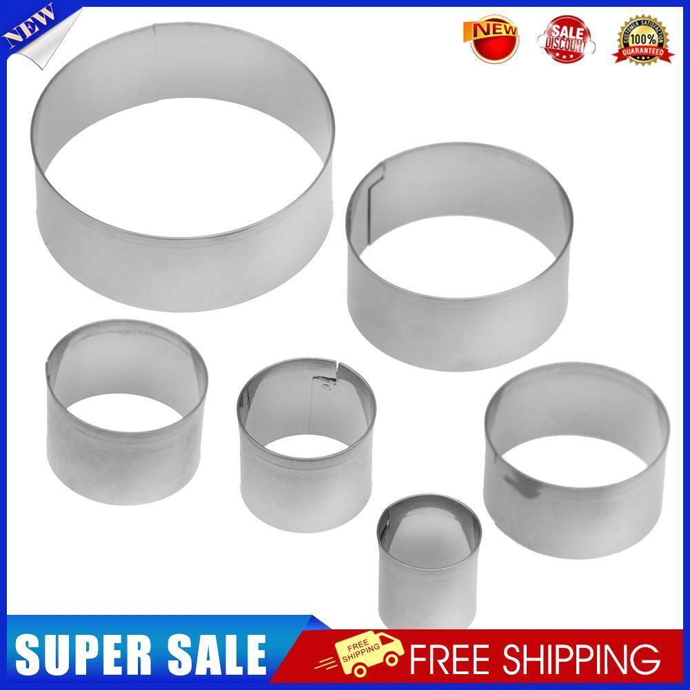 6pcs Stainless Steel Round Sugar Cutting Die Fondant Cake Mold Decor Tool