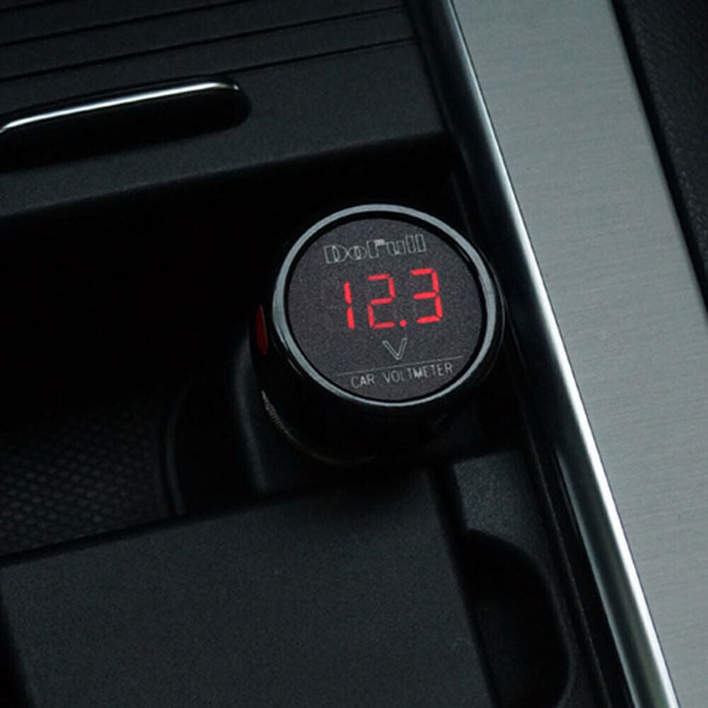 12V 24V Digital Voltmeter Plug Red Volt Meter Car SUV Cigarette Lighter