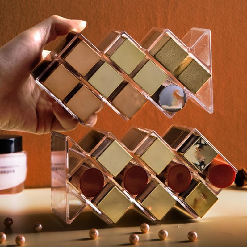 10 Grids Acrylic Makeup Organizer Lipsticks Holder Lip Gloss Display Stand Shelf