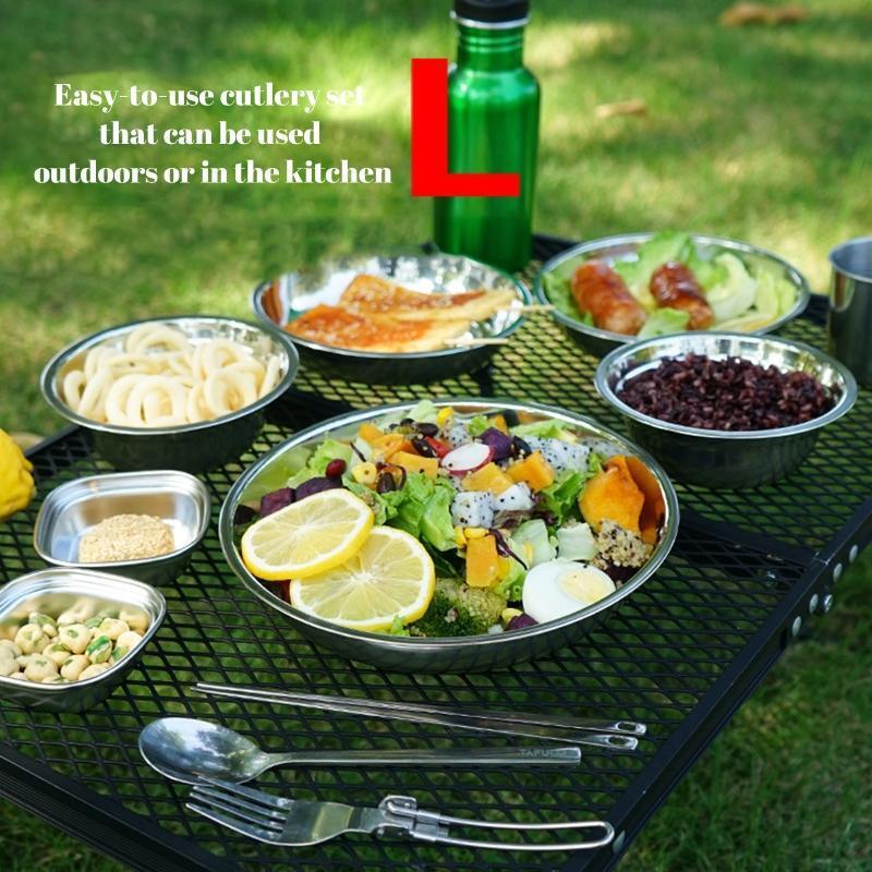 22 Pcs Camping Cookware Mess Kit Outdoor Cooking Cookset Camp Plates and Bowls