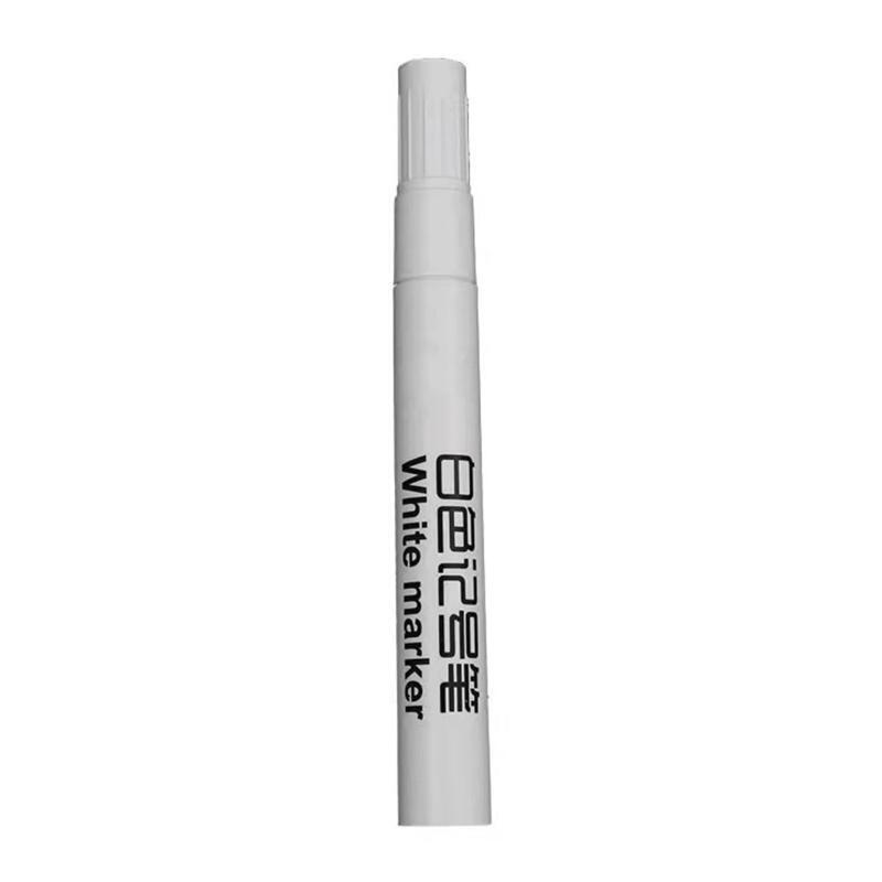 10 Pcs Medium Tip White Marker Pen for Metal, Tire Painting,Plastic, Black Paper