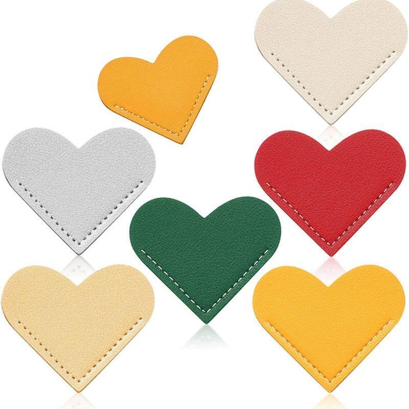 Pocket Bookmark Heart-shaped Leather Bookmarker Page Divider Page Clip 2''x2.2''