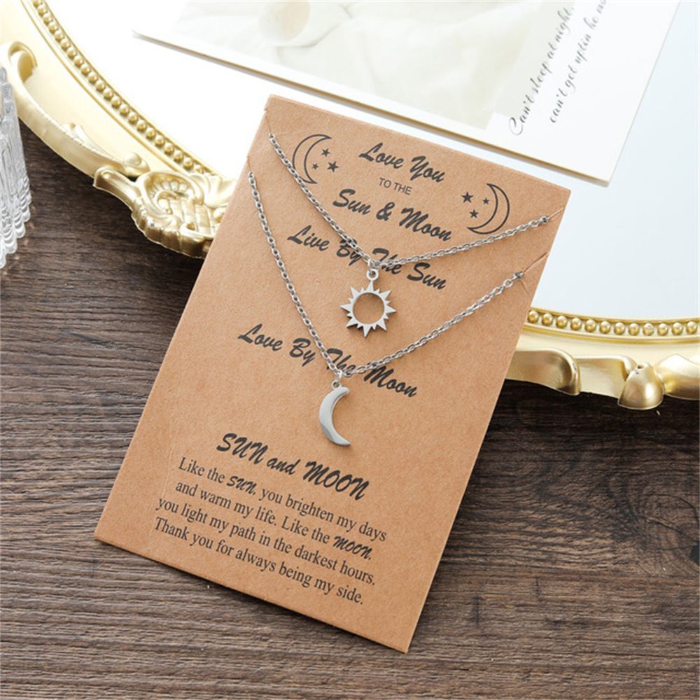 Day Gift Couple Pendant Clavicle Necklace Moon Sun Necklace Family Jewelry