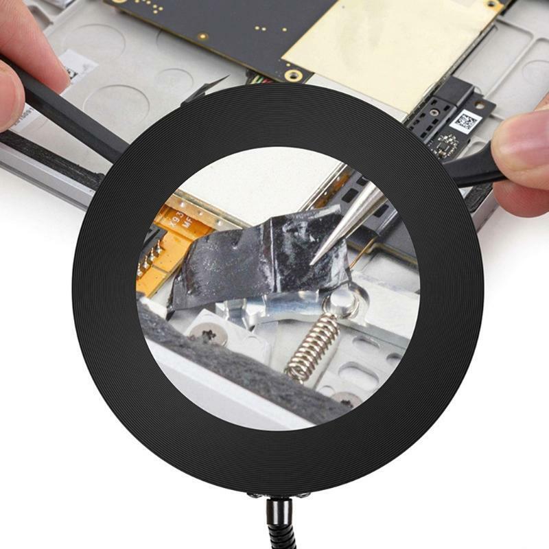 3 Light Modes 10 Brightness Levels 360° Magnifying Light Clip LED Magnifier Lamp