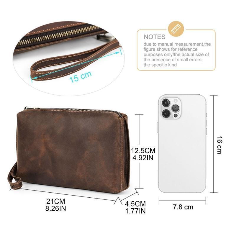 Men Leather Wallet Zipper Travel Wallet ID Card Holder Phone Pouch Organizer