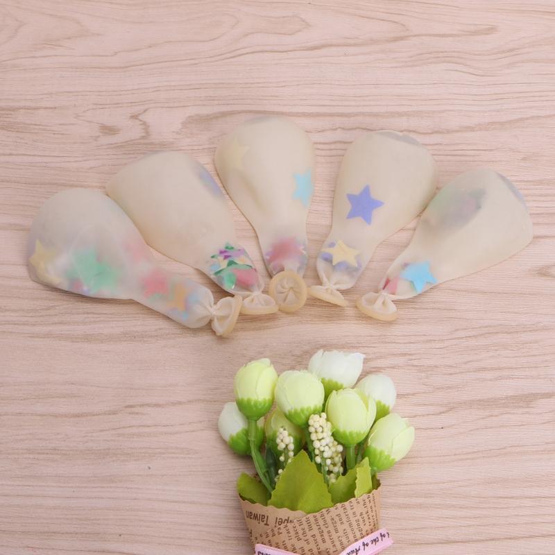5Pcs Multicolor Stars Filled Confetti Balloons 12inch Latex Party Wedding Decor