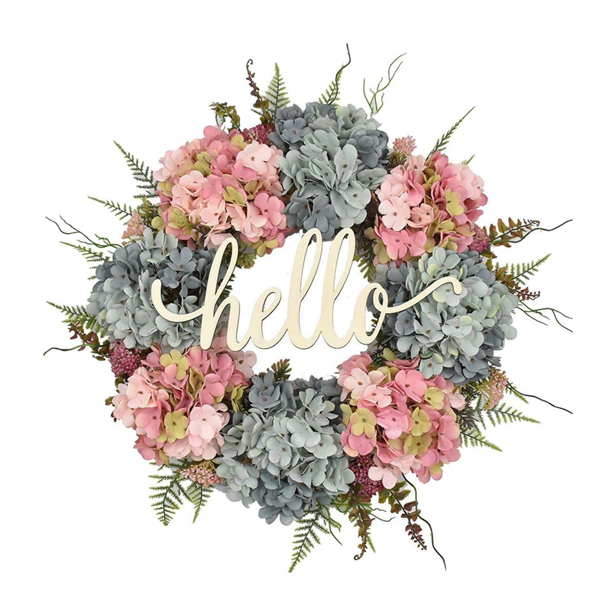 20in Romantic Hydrangea Wreath Garland for Front  Hanging Wall Wedding
