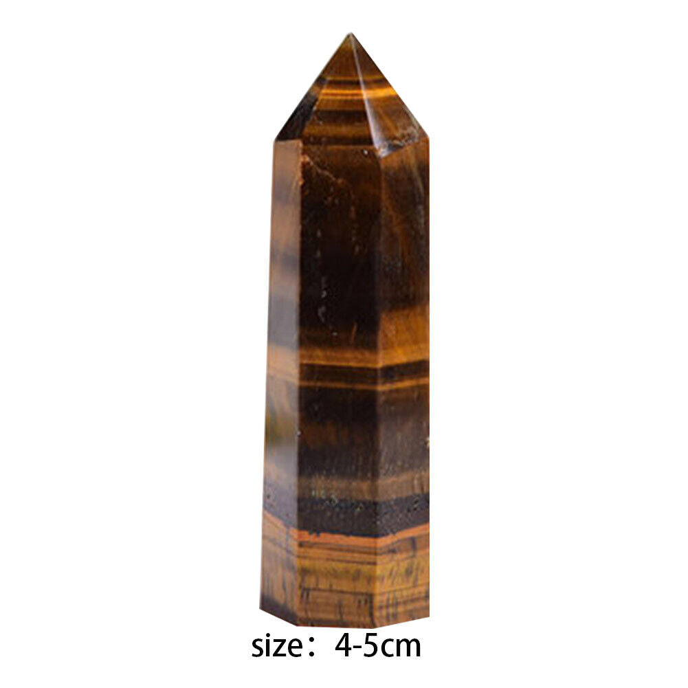Natural Crystal Tiger Eye Quartz Point Wand Healing Chakra Energy Stone