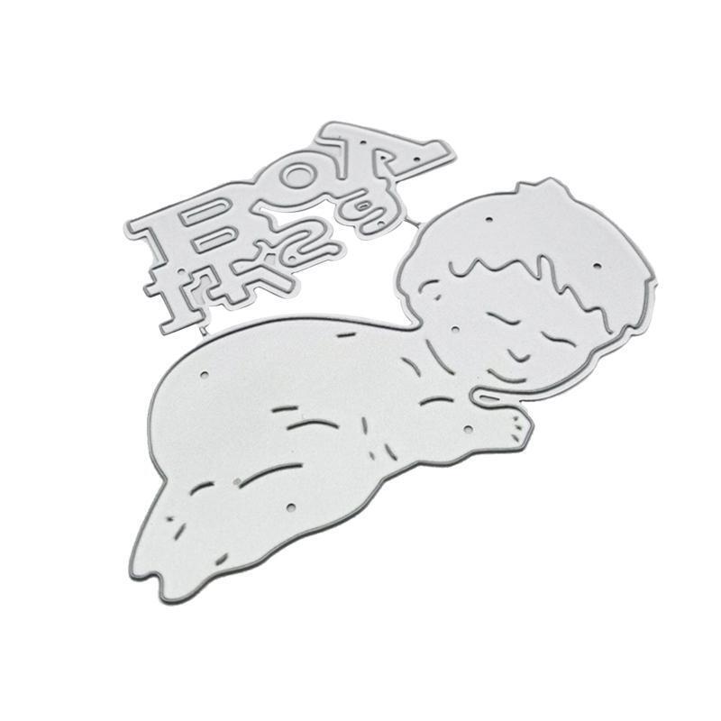 Cute Sleeping Baby Boy Metal Cutting Dies Stencil DIY Scrapbooking Card Template