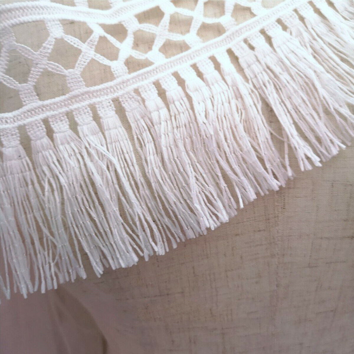 100cm White Polyester Lace Trim Tassel Ribbon DIY Wedding Clothing Sewing Crafts