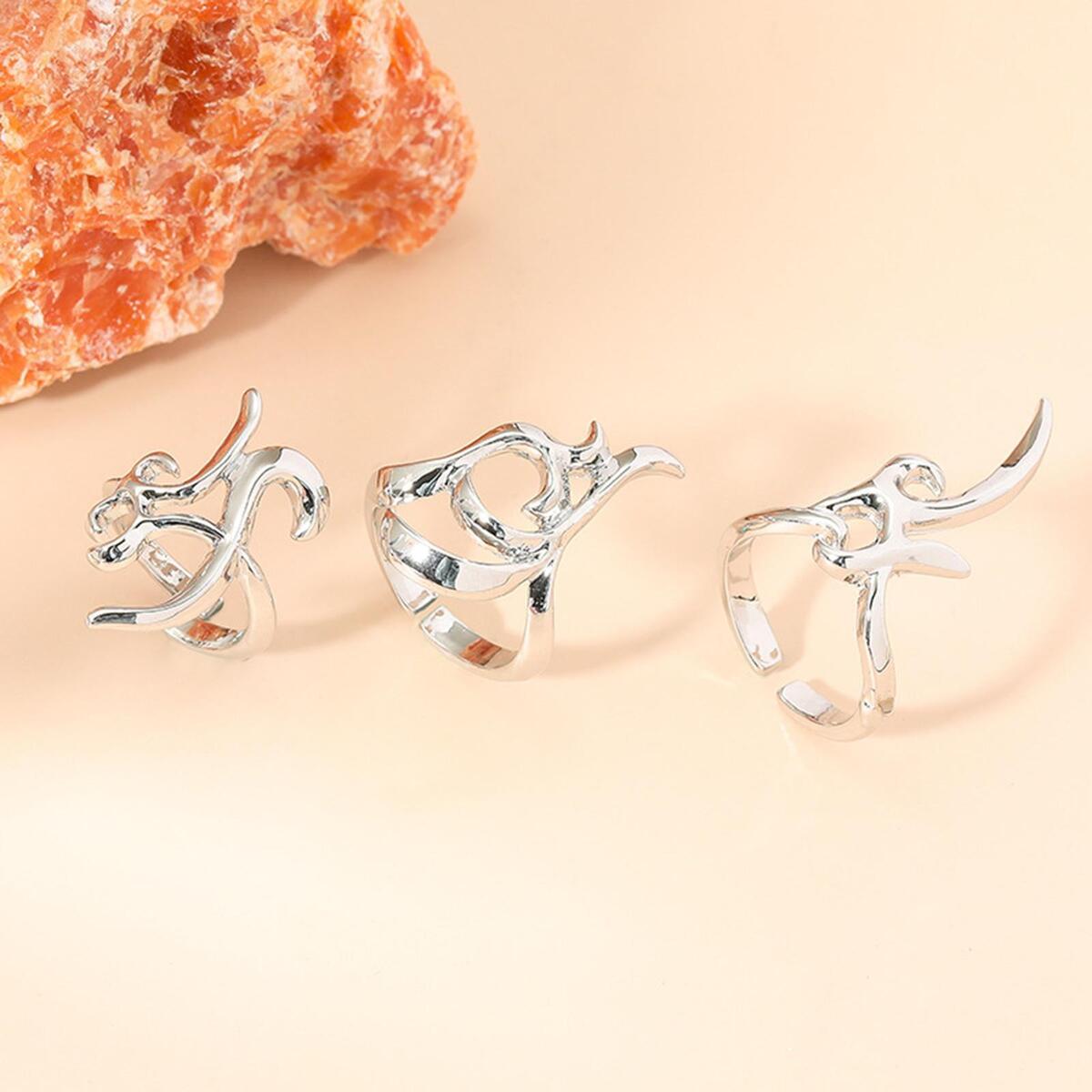 3x Fingernail Opening Rings Fashion Nail Decoration for  Party Gift