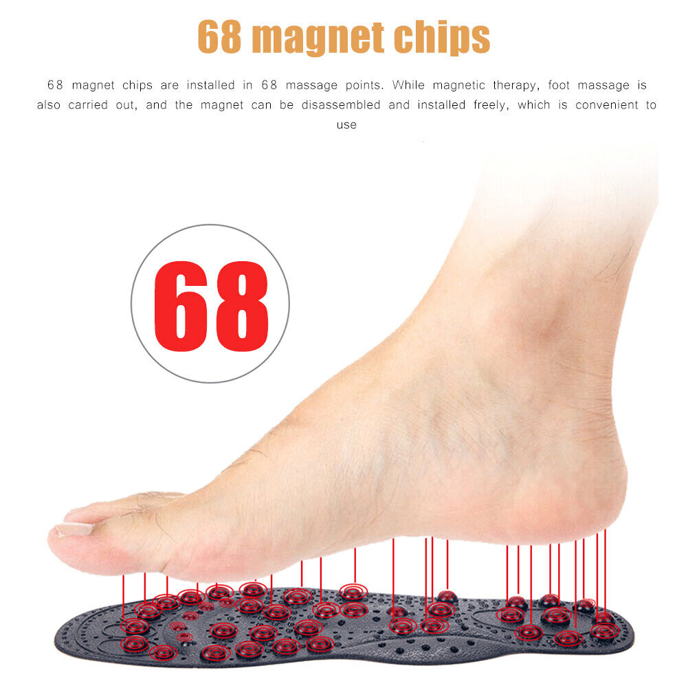 1 Pair Magnetic Massage Insoles Foot Acupuncture Point Therapy Cushion (L)
