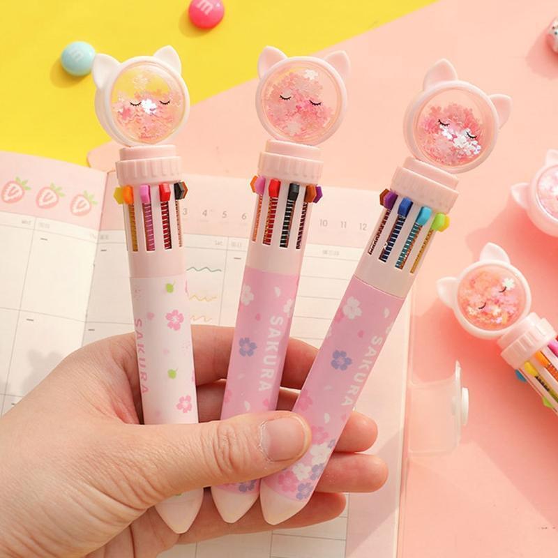 0.5mm Colored Press Ballpoint Pen 10 In1 for Xmas Birthday Gift Stocking Stuffer