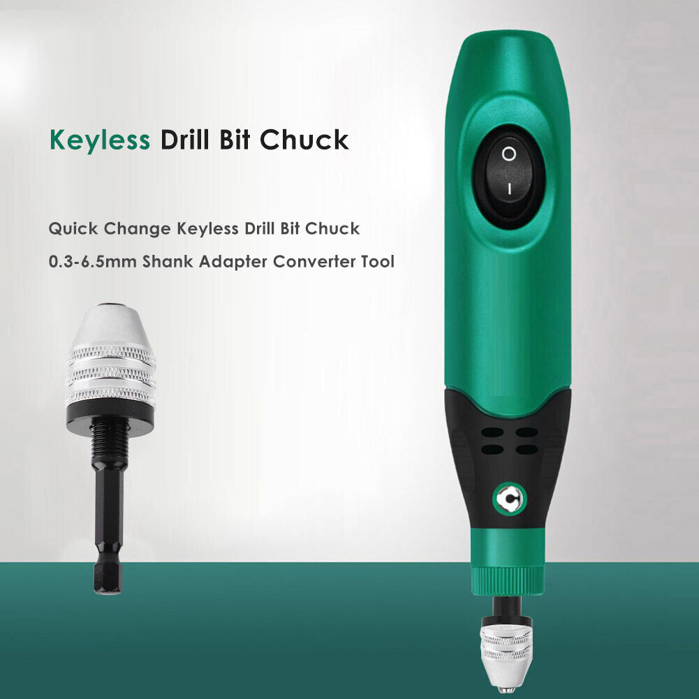 Quick Change Keyless Drill Bit Chuck 0.3-6.5mm Shank Adapter Converter Tool