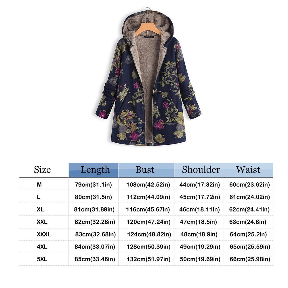 Women Long Sleeve Hooded Coat Zipper Casual Jacket Warm Parkas (Blue 5XL)