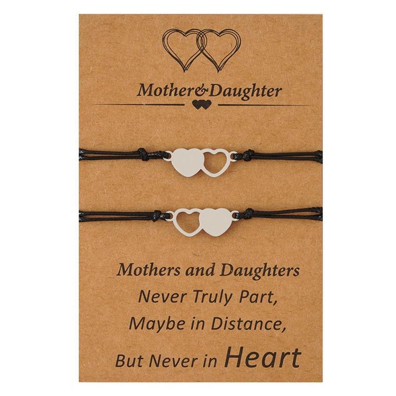 2 Pieces Set Sisters Hollow Card Bracelet for Couples Sister Mom and Daughter