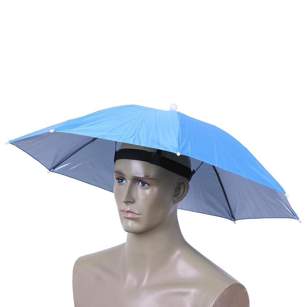 Anti-Rain Elastic Band Head Umbrella Hat Outdoor Sunscreen Tool(Sky Blue)