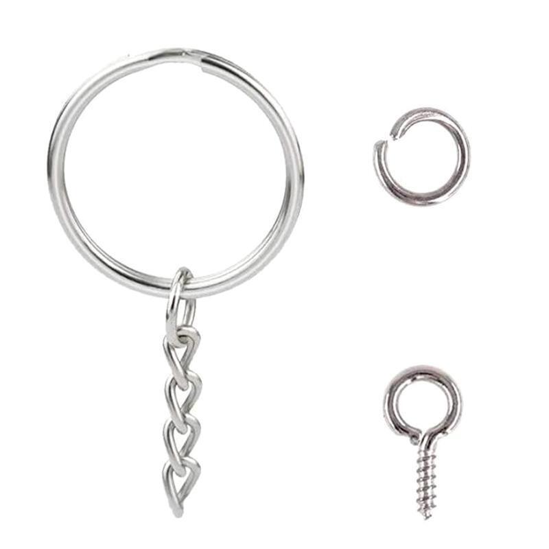 Fashion Screw Eye Pins Key Chain Split Key Ring with Chain Open Jump Ring