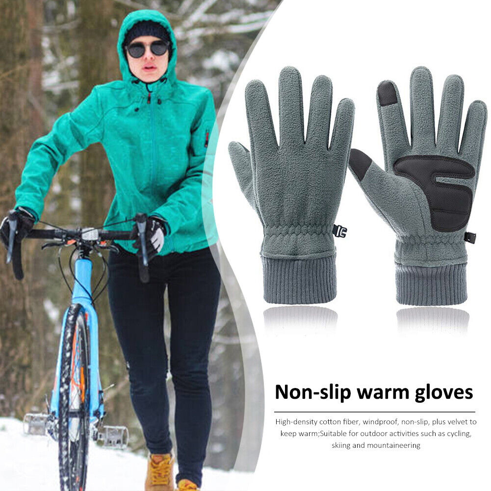 Warm Fleece Touch Screen Outdoor Cycling Windproof Gloves for Men (Grey)