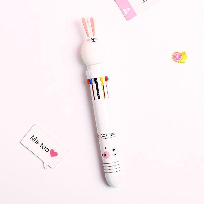 10 Color 0.5mm Cute Cartoon Rabbit Ballpoint Pen Press School  Office Supplies