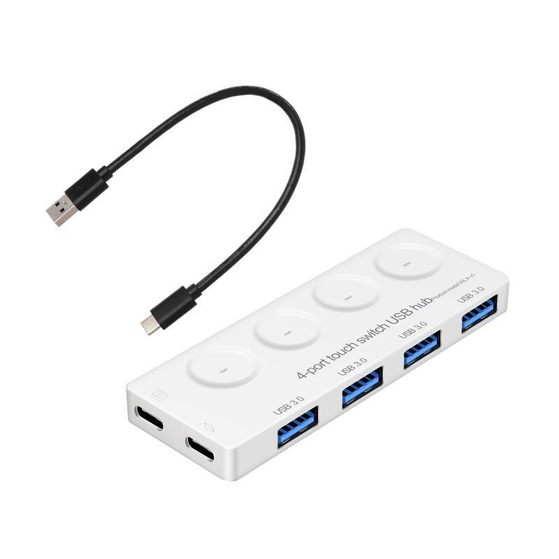 USB 3.0 Data Hub with Individual Touch On/Off Switches and LED Light for Laptop