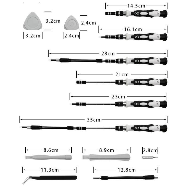 45 in 1 Screwdriver Set Tweezers Extension Rod HEX Torx Sloted Screwdriver Set