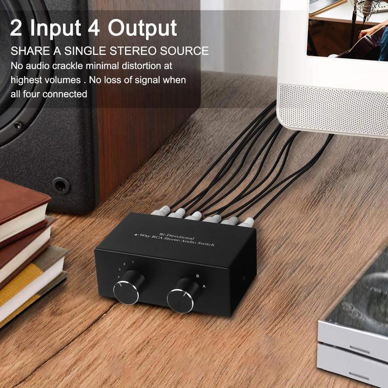 R/L Stereo Switcher Left And Right Channel Audio Switch 4 In 2 Out / 2 In 4 Out