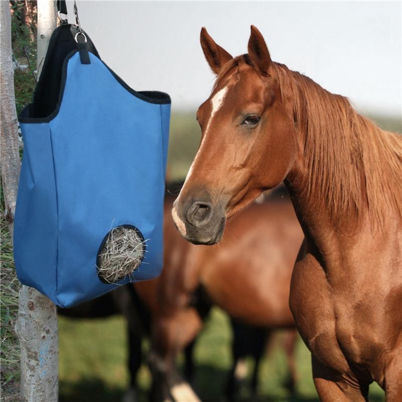 Horse Feeding Hay Bag Oxford Cloth Cow Cattle Pony Feeder Adjust Storage Pouch