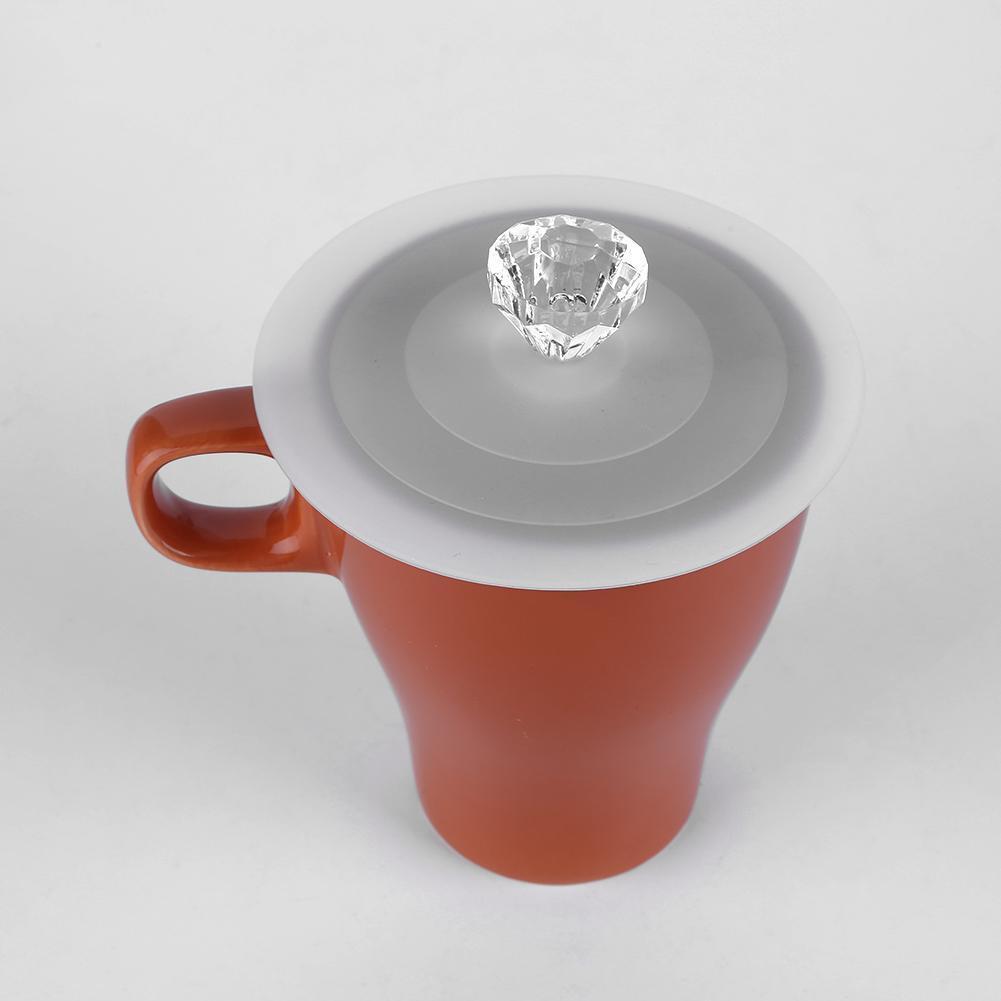 Lace Anti-dust Leakproof Diamond Silicone Cup Lid Seal Cover(Transparent)