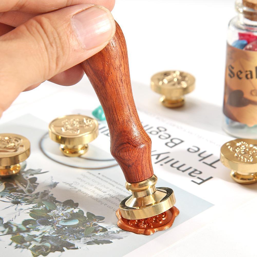 DIY Wax Seal Stamp Rose Pattern Fire Painting for Stamping Envelope (C)