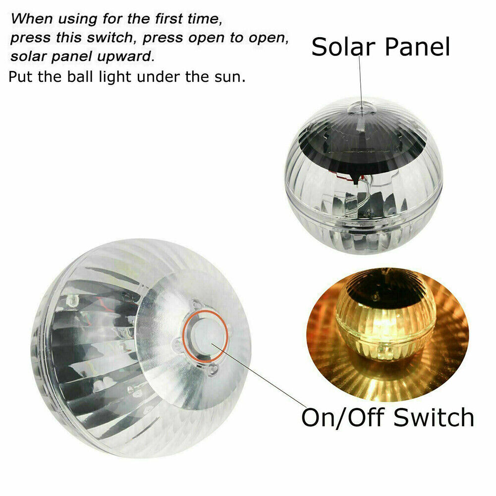 LED Solar Water Drift Lights Colorful Waterproof Pond Floating Decor Light