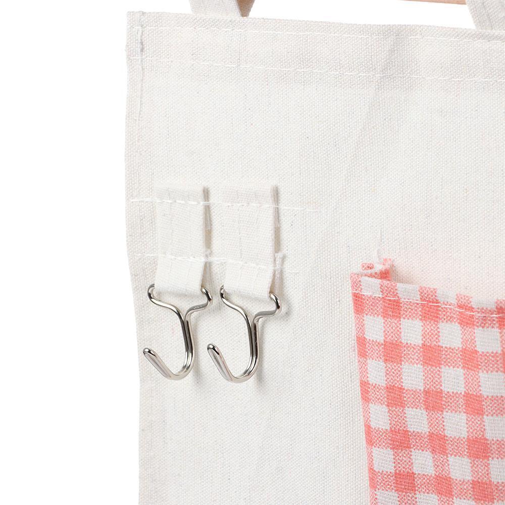 Storage Wall Behind The Door 4 Pockets Storage Bags Pink Grid Hanging Bag