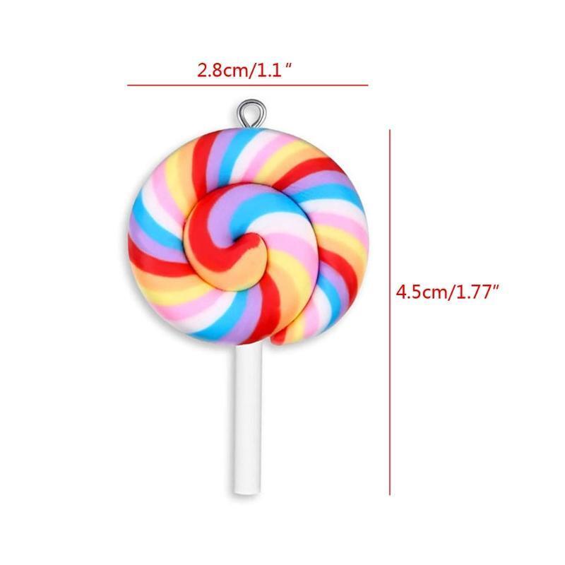 100Pcs Colorful Lollipops Pendant Charms Big Size Rainbow Swirl Lollipop Crafts