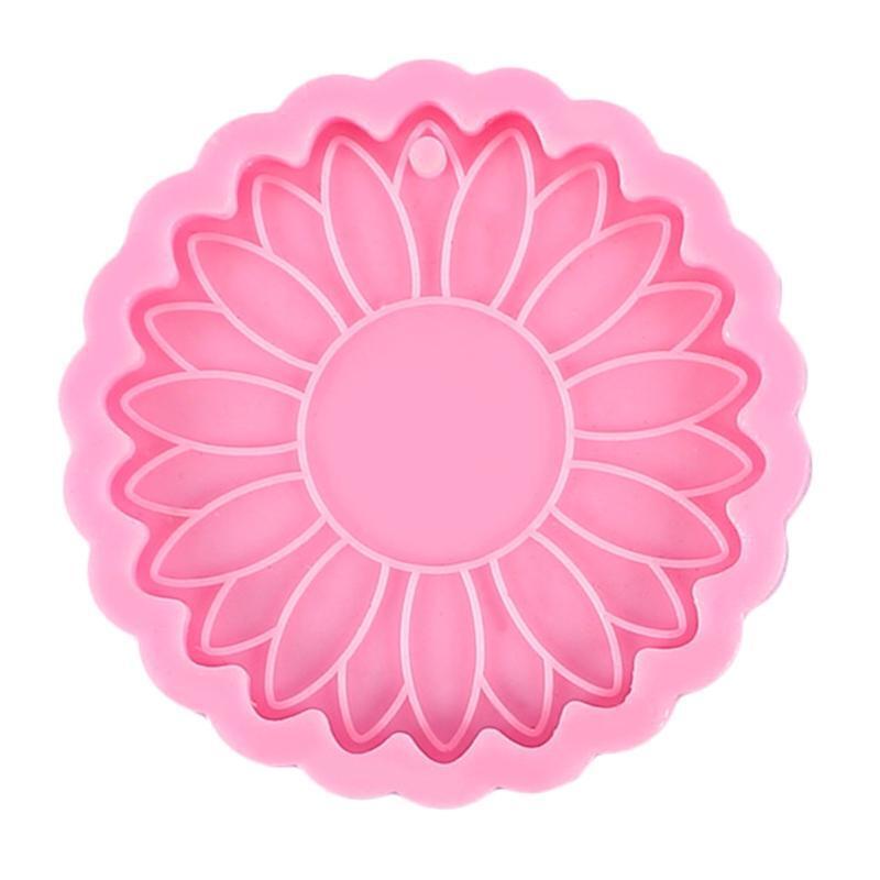 Sunflower Keychain UV Crystal Epoxy Mold Flower Shape Coaster Silicone Mould DIY