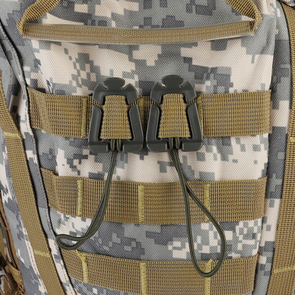 5pcs Molle Backpack Carabiner Elastic Rope Webbing Fix Buckle (Army Green)